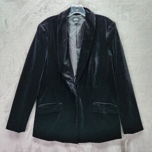 INC International Concepts Velvet Blazer Womens Large Black Jacket Shawl Collar
